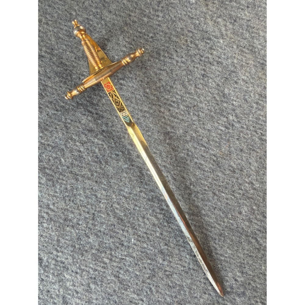 Toledo Letter Opener Gold Inlay Damascene Enamel Miniature Sword Spain